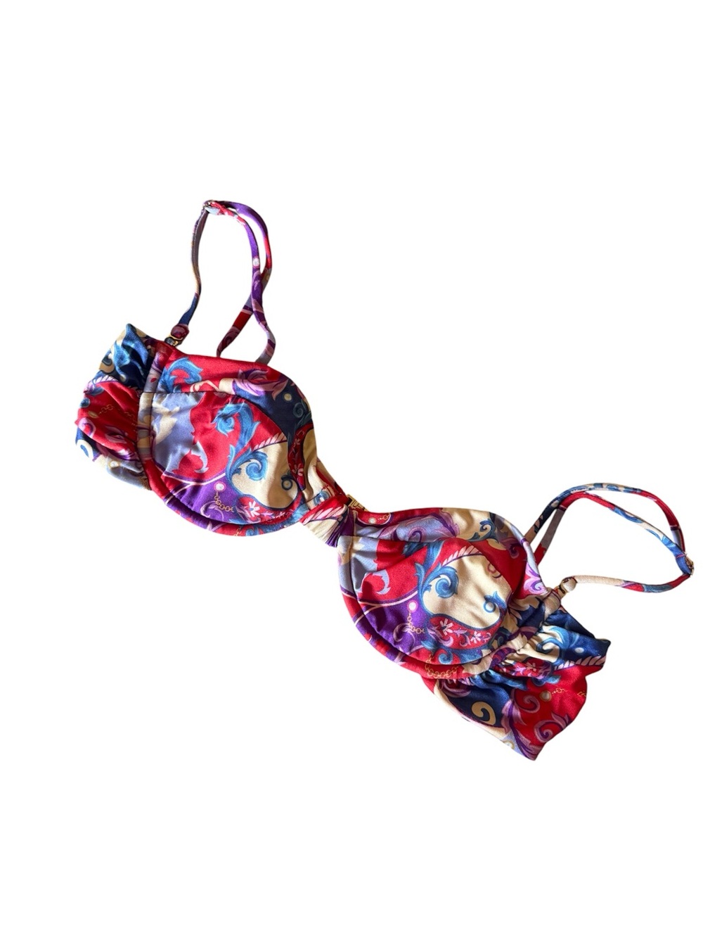 SOMMER Swim Floral Underwire Bikini Top - Red & Purple New Size M.